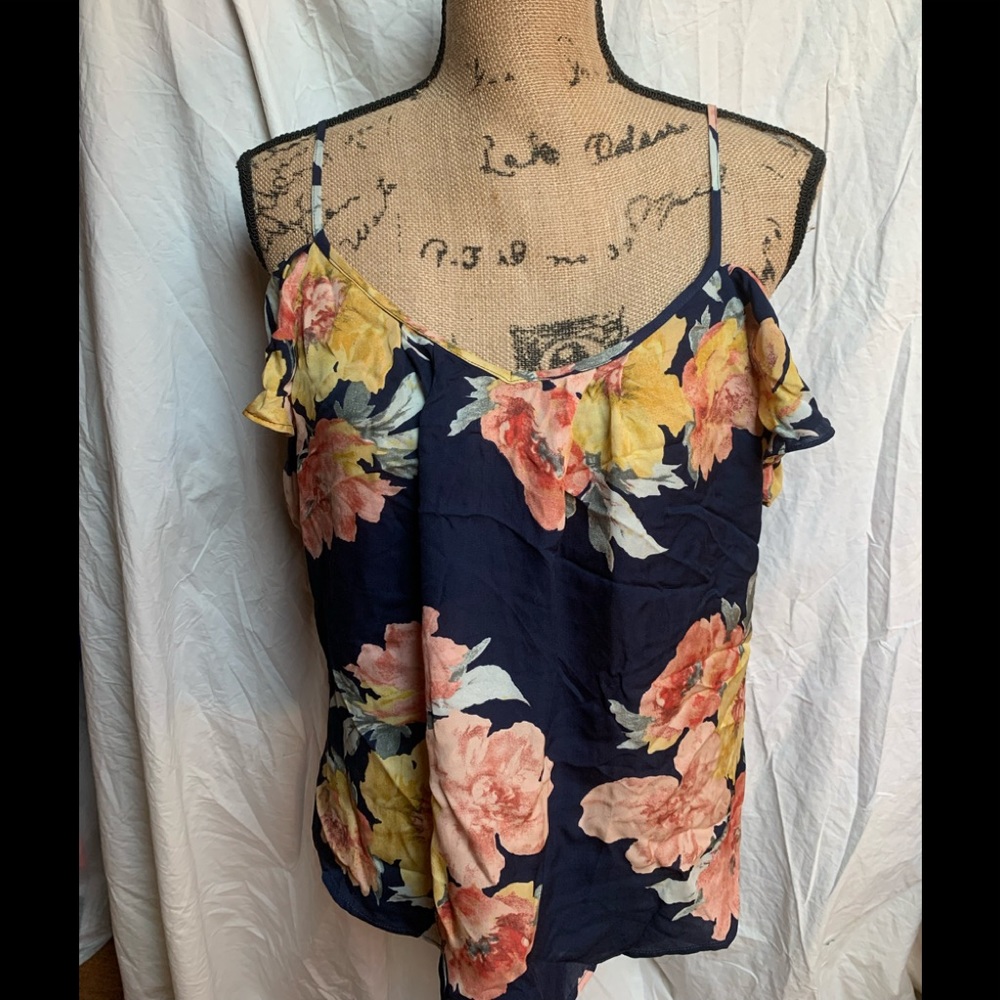 Joie off the shoulder floral navy top